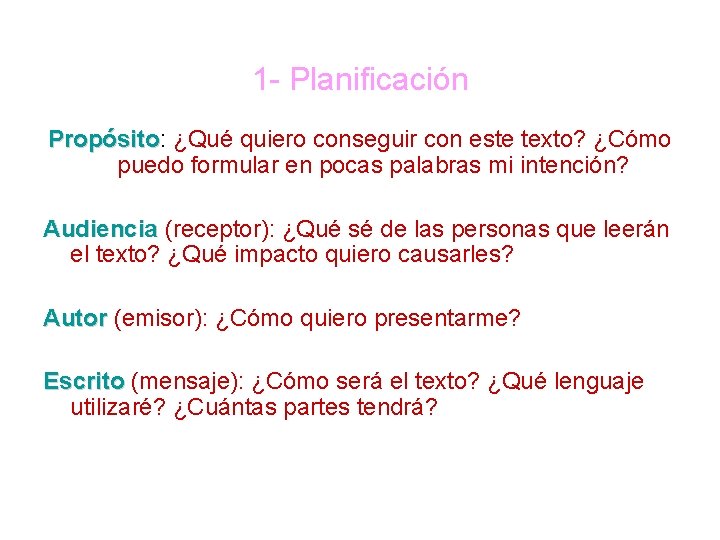 1 - Planificación Propósito: Propósito ¿Qué quiero conseguir con este texto? ¿Cómo puedo formular