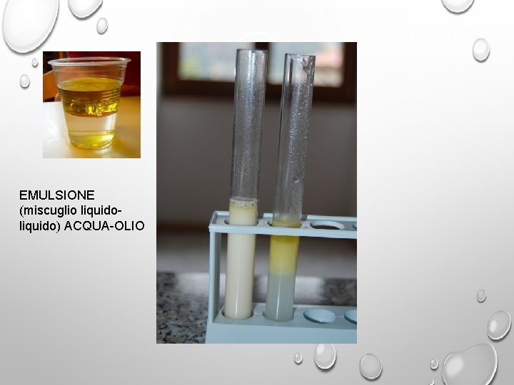 EMULSIONE (miscuglio liquido) ACQUA-OLIO 