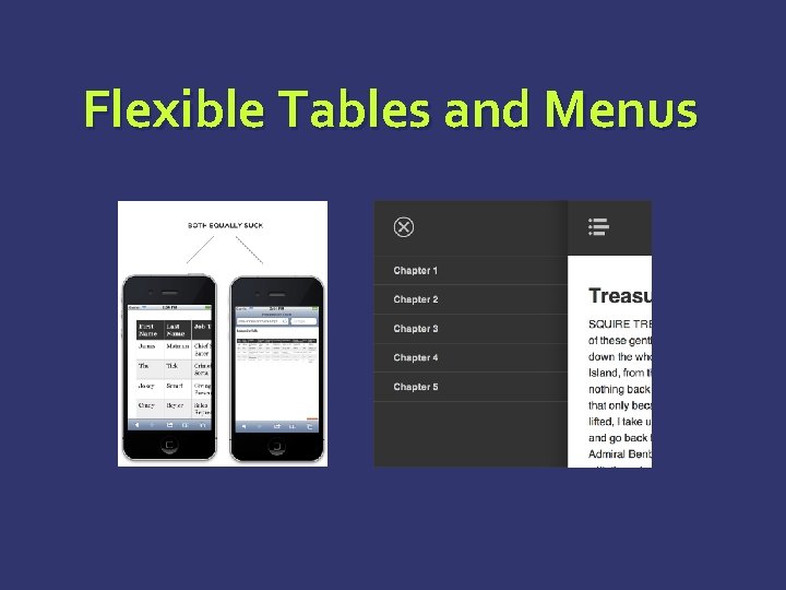 Flexible Tables and Menus Flexible Tables and Menus
