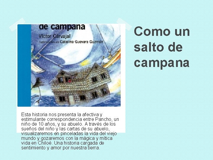 Como un salto de campana Esta historia nos presenta la afectiva y estimulante correspondencia