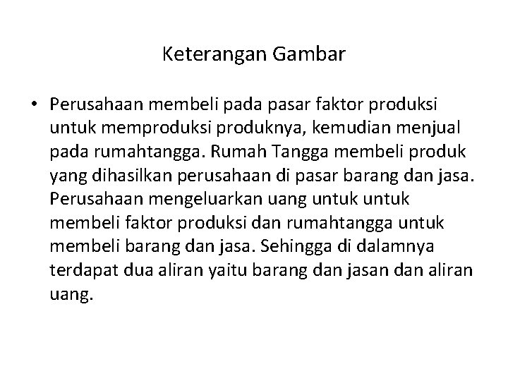 Keterangan Gambar • Perusahaan membeli pada pasar faktor produksi untuk memproduksi produknya, kemudian menjual