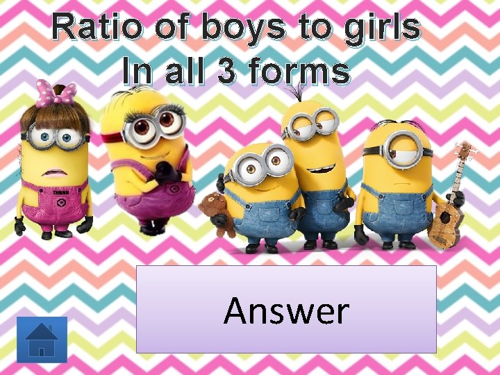 Ratio of boys to girls In all 3 forms Answer 