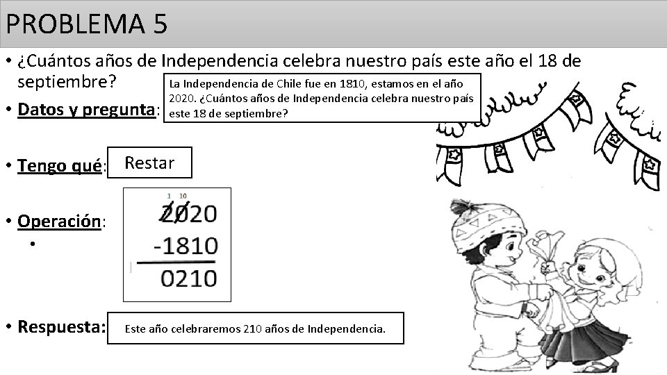 PROBLEMA 5 • ¿Cuántos años de Independencia celebra nuestro país este año el 18