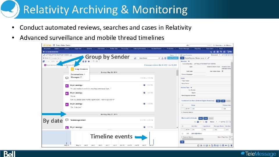 Relativity Archiving & Monitoring • Conduct automated reviews, searches and cases in Relativity •