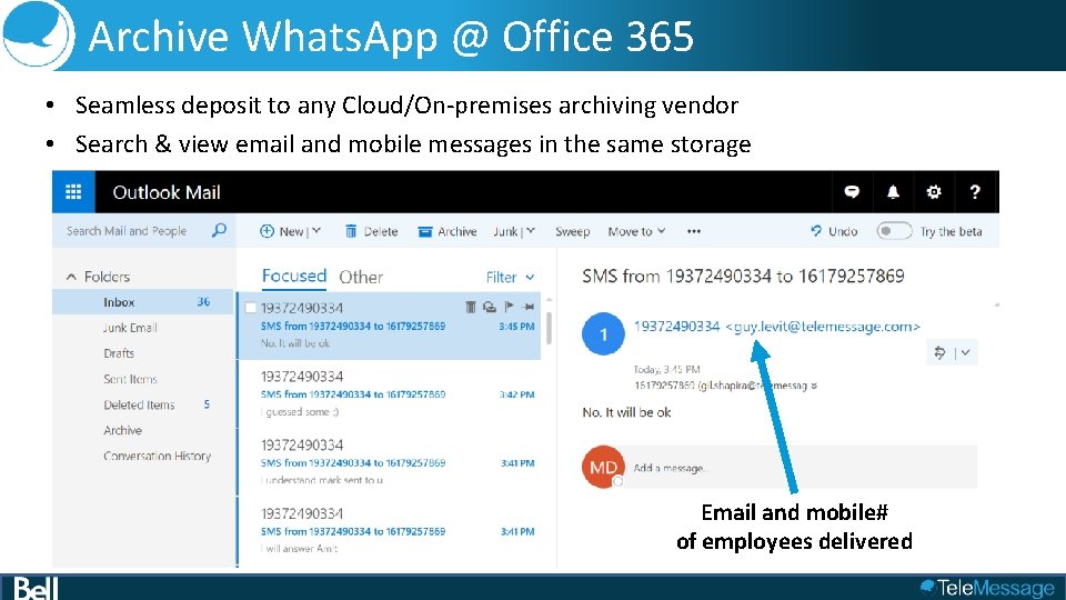 Archive Whats. App @ Office 365 • Seamless deposit to any Cloud/On-premises archiving vendor