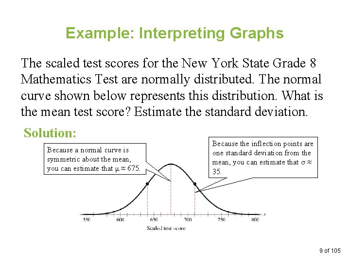 Example: Interpreting Graphs The scaled test scores for the New York State Grade 8