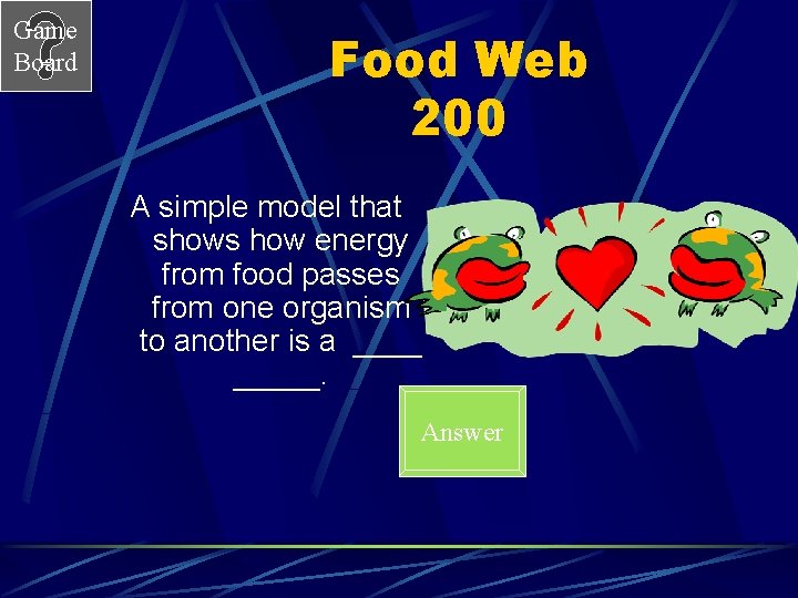 Game Board Food Web 200 A simple model that shows how energy from food