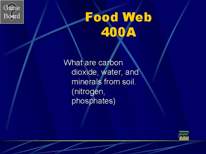 Game Board Food Web 400 A What are carbon dioxide, water, and minerals from