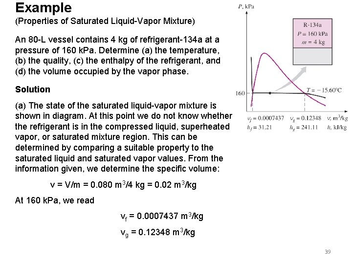 Example (Properties of Saturated Liquid-Vapor Mixture) An 80 -L vessel contains 4 kg of