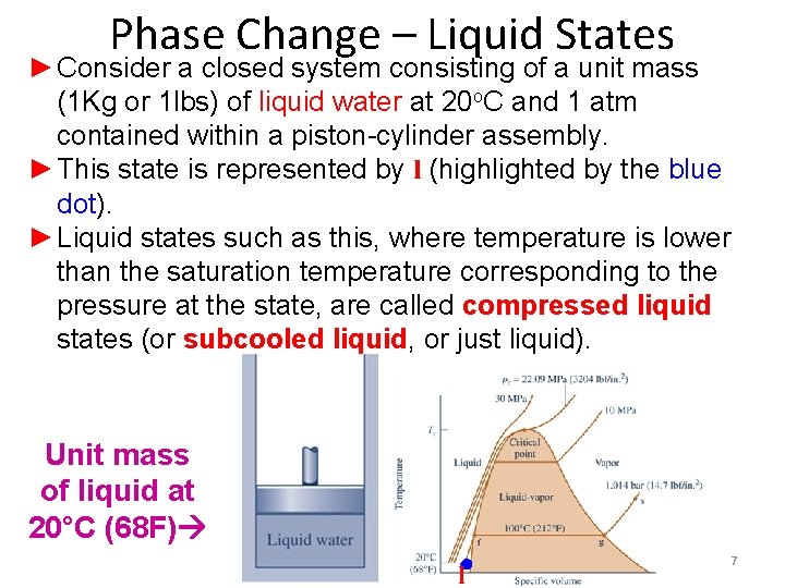 Phase Change – Liquid States ►Consider a closed system consisting of a unit mass