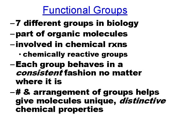 Functional Groups – 7 different groups in biology – part of organic molecules – Functional Groups – 7 different groups in biology – part of organic molecules –