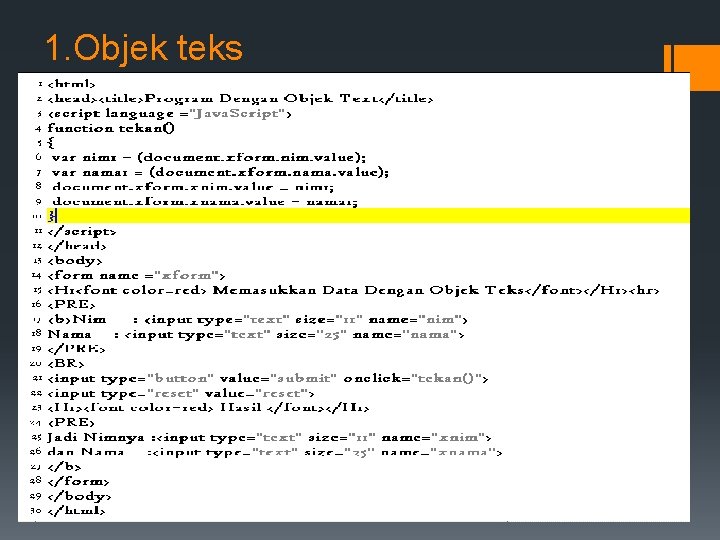1. Objek teks 