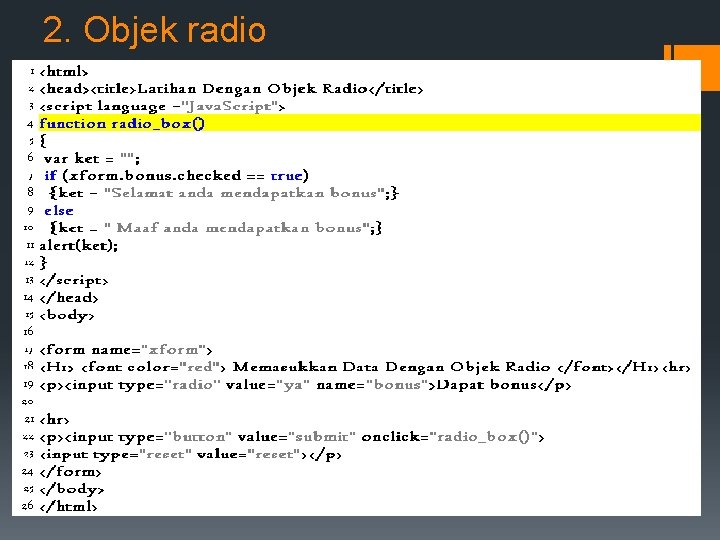 2. Objek radio 