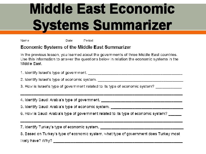 Middle East Economic Systems Summarizer 