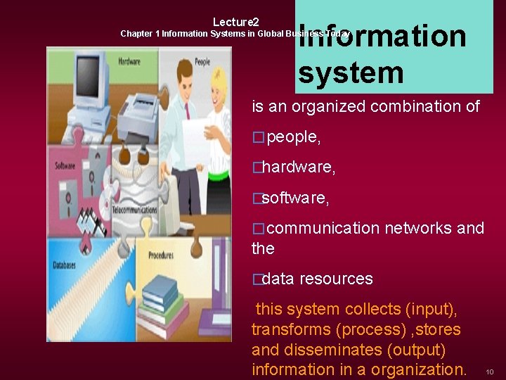 Lecture 2 Information system Chapter 1 Information Systems in Global Business Today is an