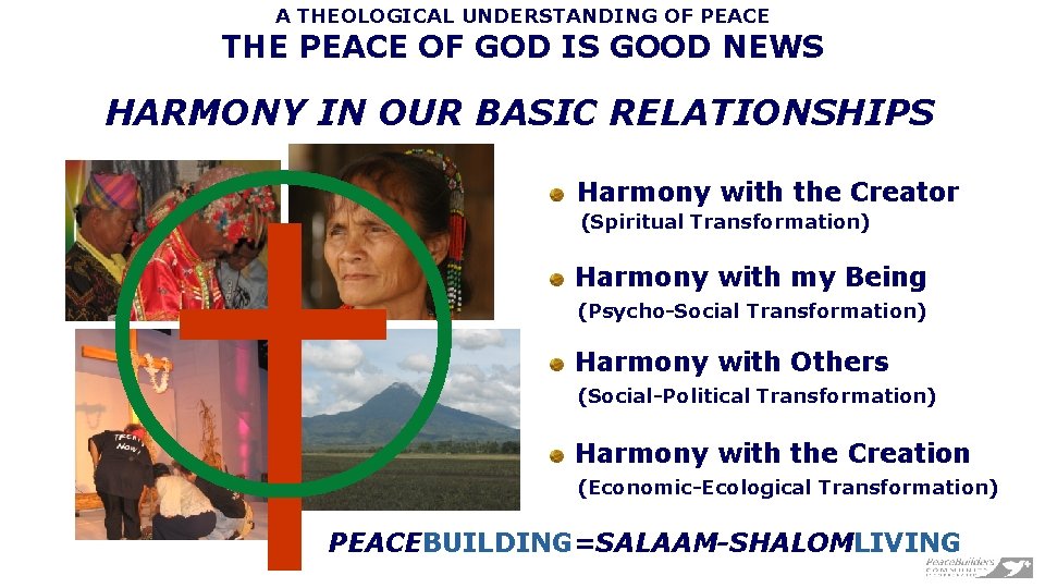 A THEOLOGICAL UNDERSTANDING OF PEACE THE PEACE OF GOD IS GOOD NEWS HARMONY IN