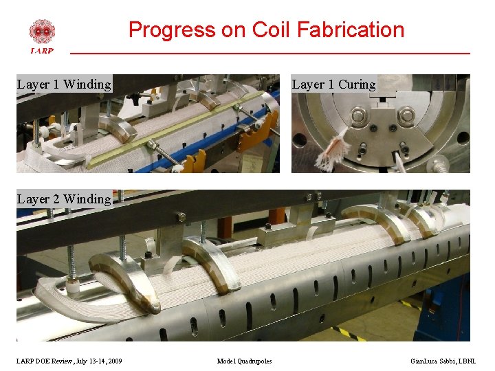 Progress on Coil Fabrication Layer 1 Winding Layer 1 Curing Layer 2 Winding LARP