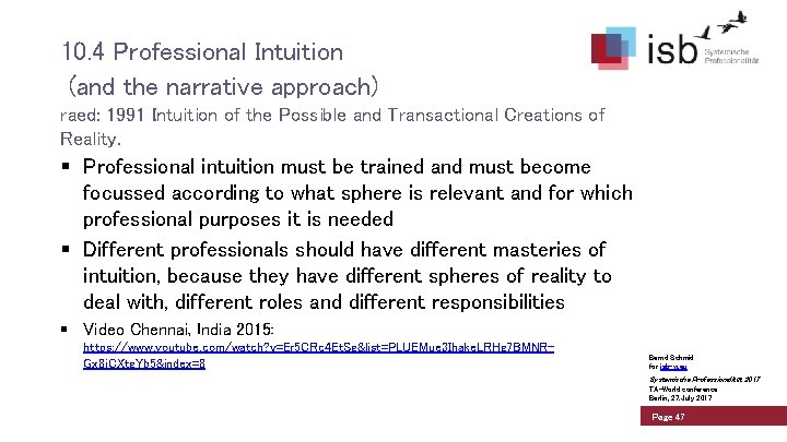 10. 4 Professional Intuition (and the narrative approach) raed: 1991 Intuition of the Possible