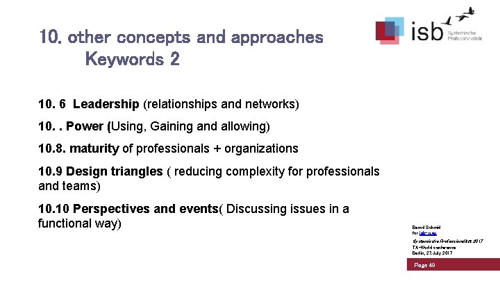 10. other concepts and approaches Keywords 2 10. 6 Leadership (relationships and networks) 10.