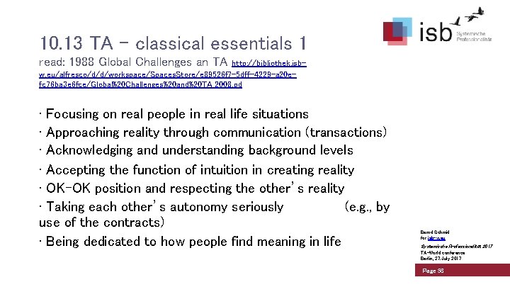 10. 13 TA – classical essentials 1 read: 1988 Global Challenges an TA http:
