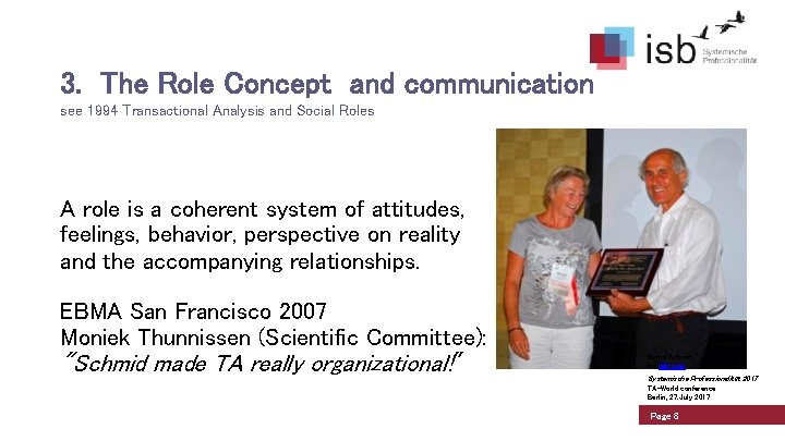 3. The Role Concept and communication see 1994 Transactional Analysis and Social Roles A