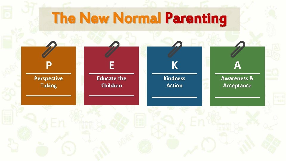 The New Normal Parenting P E K A Perspective Taking Educate the Children Kindness