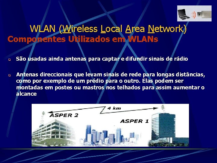 WLAN (Wireless Local Area Network) Componentes Utilizados em WLANs q q São usadas ainda