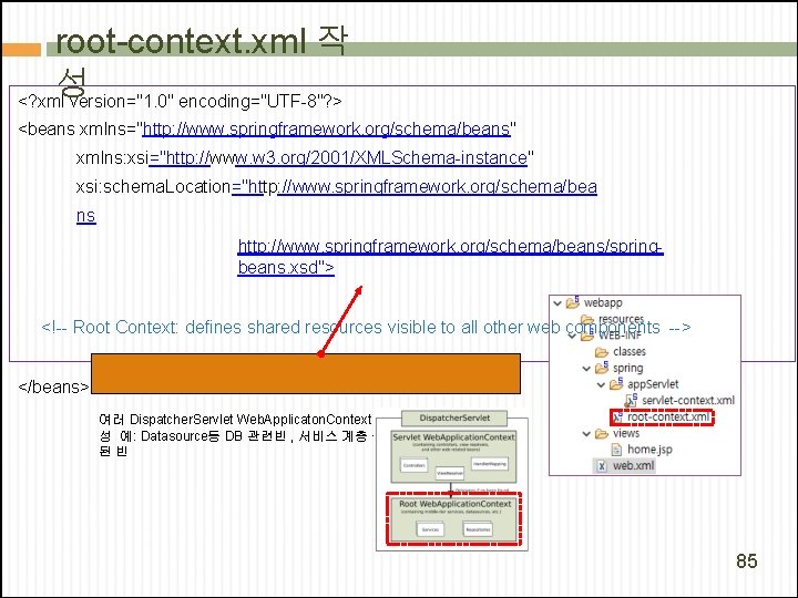 root-context. xml 작 성 <? xml version="1. 0" encoding="UTF-8"? > <beans xmlns="http: //www. springframework.