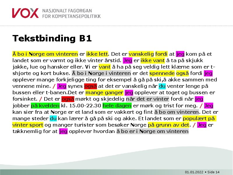 Tekstbinding B 1 Å bo i Norge om vinteren er ikke lett. Det er