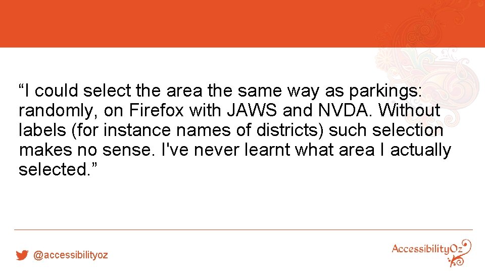“I could select the area the same way as parkings: randomly, on Firefox with