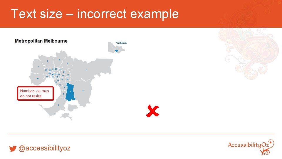 Text size – incorrect example û @accessibilityoz 