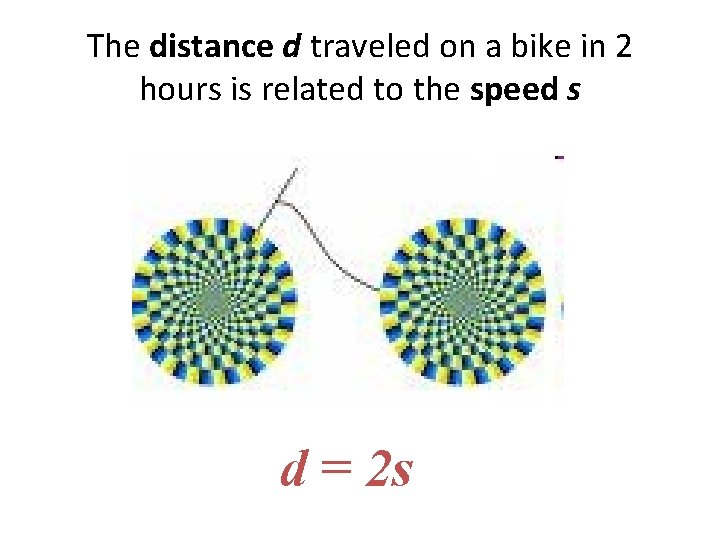 The distance d traveled on a bike in 2 hours is related to the