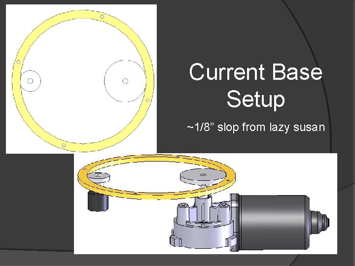 Drive Gear POT Current Base Setup ~1/8” slop from lazy susan 