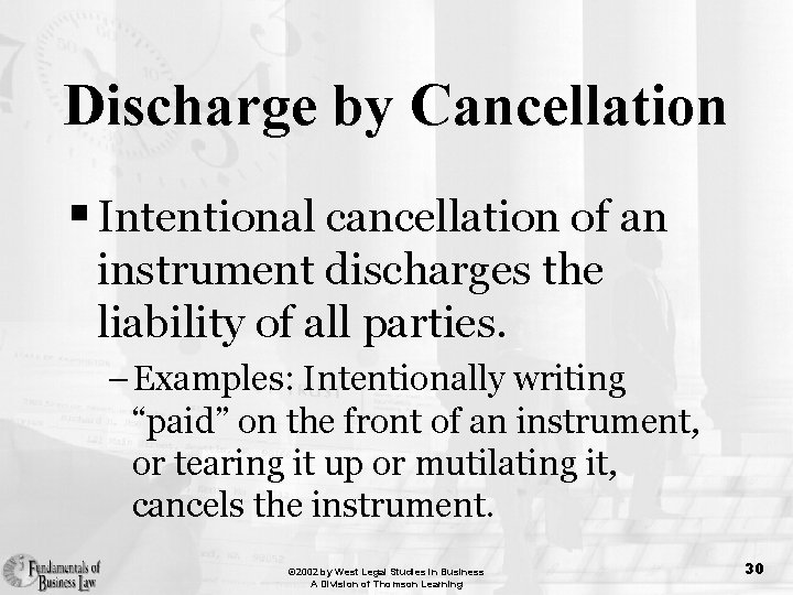 Discharge by Cancellation § Intentional cancellation of an instrument discharges the liability of all