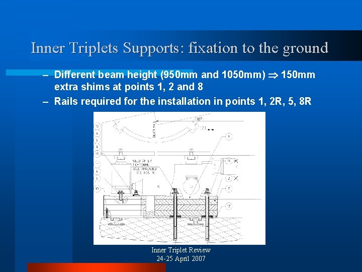 Inner Triplets Supports: fixation to the ground – Different beam height (950 mm and