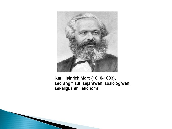 Karl Heinrich Marx (1818 -1883), seorang filsuf, sejarawan, sosiologiwan, sekaligus ahli ekonomi 