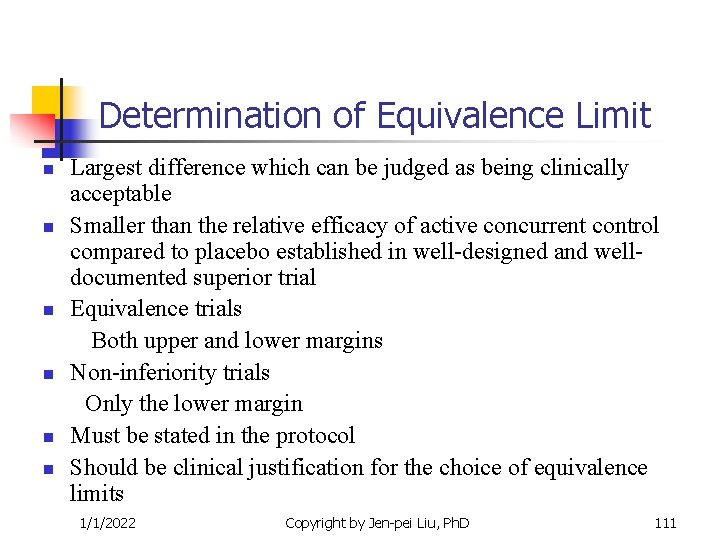 Determination of Equivalence Limit n n n Largest difference which can be judged as Determination of Equivalence Limit n n n Largest difference which can be judged as