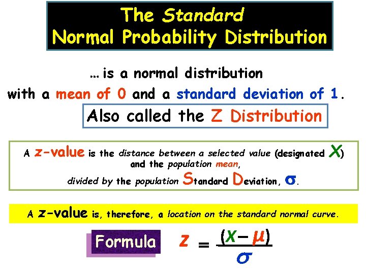 The Standard Normal Probability Distribution … is a normal distribution with a mean of The Standard Normal Probability Distribution … is a normal distribution with a mean of