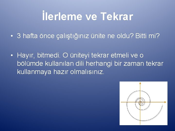 İlerleme ve Tekrar • 3 hafta önce çalıştığınız ünite ne oldu? Bitti mi? •