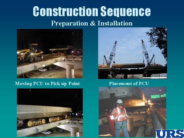 Construction Sequence Preparation & Installation Moving PCU to Pick up Point Placement of PCU