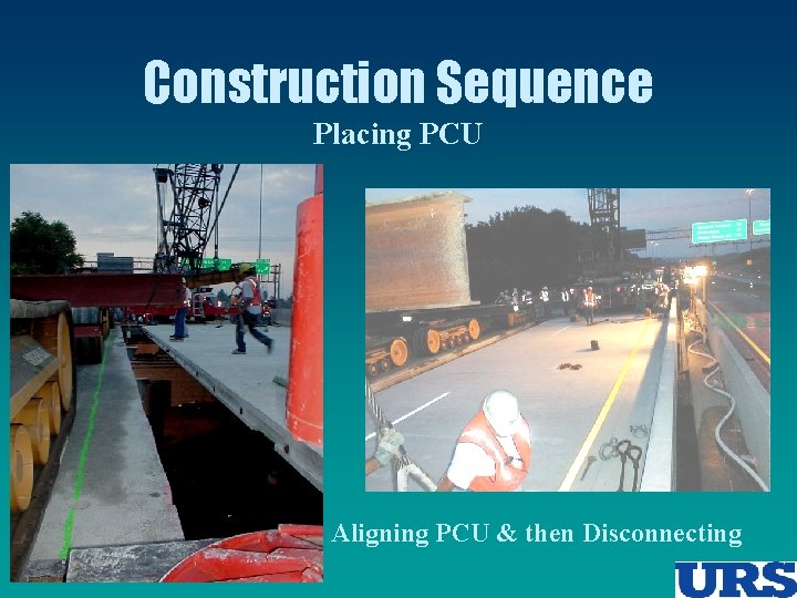Construction Sequence Placing PCU Aligning PCU & then Disconnecting 