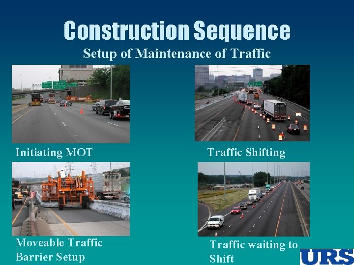 Construction Sequence Setup of Maintenance of Traffic Initiating MOT Traffic Shifting Moveable Traffic Barrier