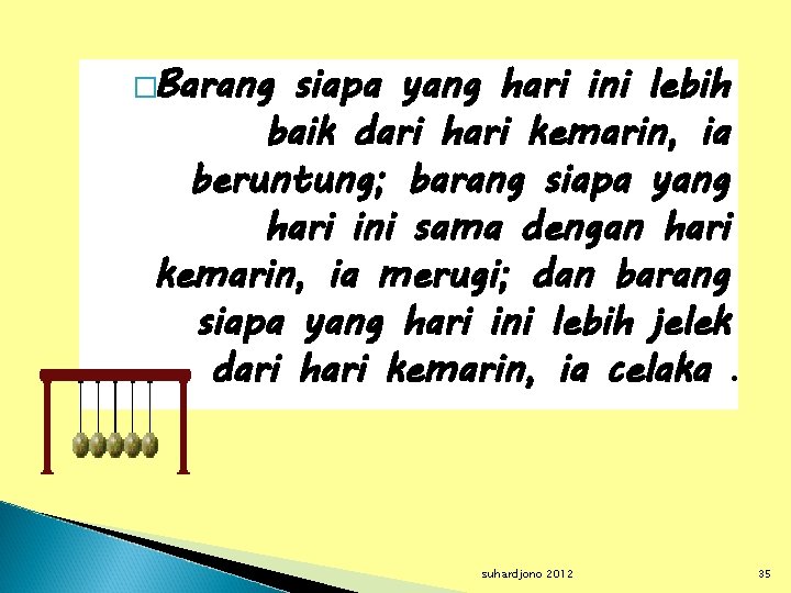 �Barang siapa yang hari ini lebih baik dari hari kemarin, ia beruntung; barang siapa