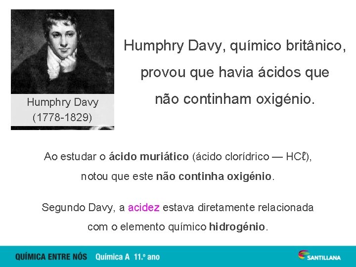 Humphry Davy, químico britânico, provou que havia ácidos que Humphry Davy (1778 -1829) não