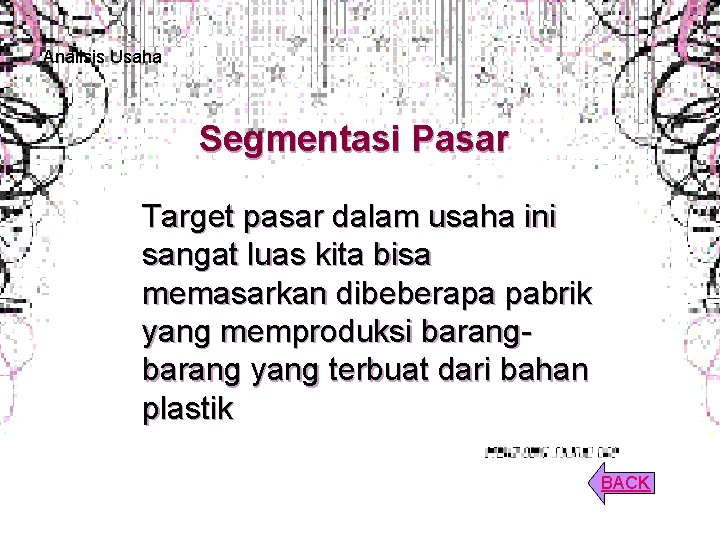 Analisis Usaha Segmentasi Pasar Target pasar dalam usaha ini sangat luas kita bisa memasarkan