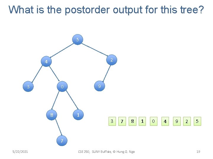 What is the postorder output for this tree? 5 2 4 3 9 0 What is the postorder output for this tree? 5 2 4 3 9 0