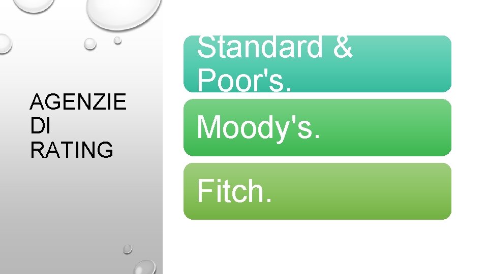 AGENZIE DI RATING Standard & Poor's. Moody's. Fitch. 