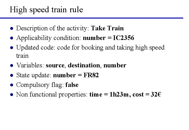 High speed train rule l l l l Description of the activity: Take Train