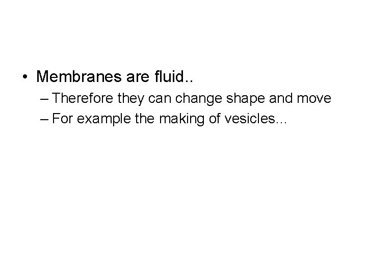  • Membranes are fluid. . – Therefore they can change shape and move