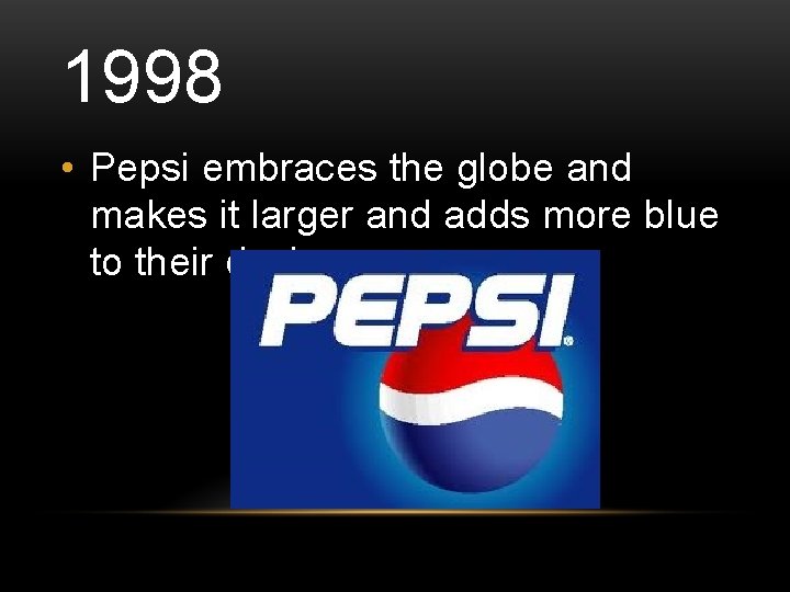 1998 • Pepsi embraces the globe and makes it larger and adds more blue